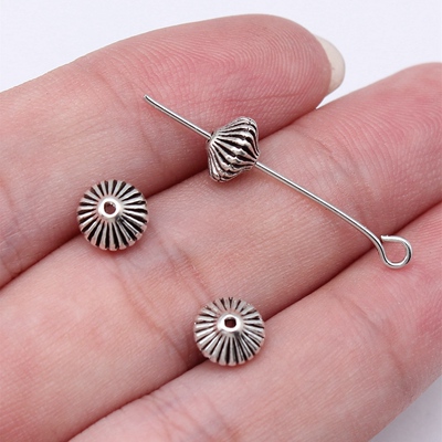 40个/包 7.2x7.2x5.4mm 双面雕花锥形小孔珠隔位珠 ABD-C16251