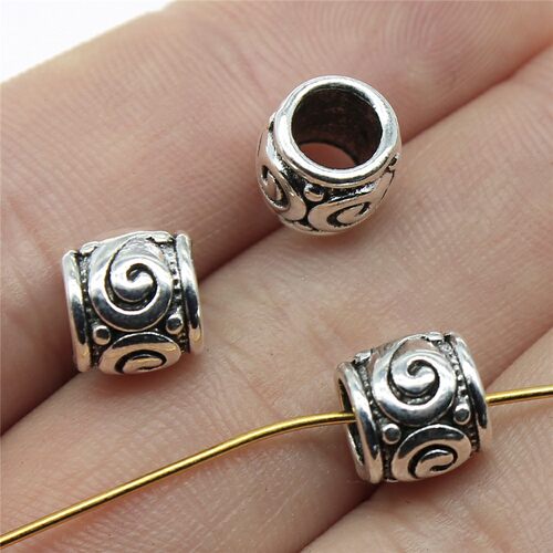 10个/包 9x9x8mm 多色 DIY配件 刻螺纹大孔珠 隔位珠珠子
