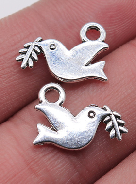 20个/包 13x16mm 多色DIY饰品配件鸽子橄榄枝吊坠 ABD-C13622
