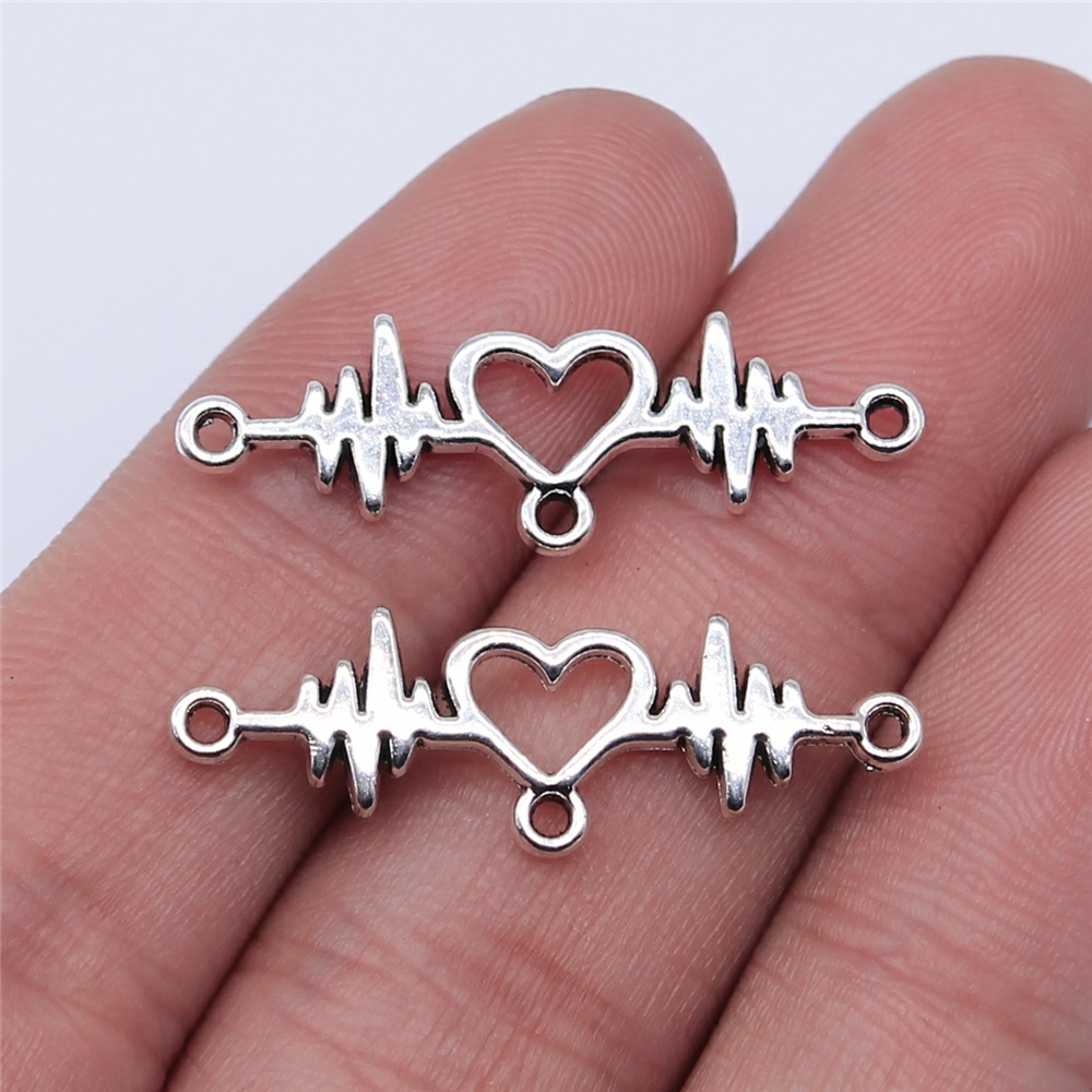 10个/包 31x10mm 多色DIY饰品配件爱心心电图连接件 ABD-C14422