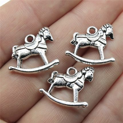 10个/包 19x18mm 古银色 摇摇马 木马 玩具马吊坠 ABD-C11108