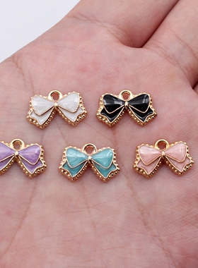 5个/包 10x16mm 0.89g 多色合金 花边蝴蝶结 kc金滴油 diy小挂件