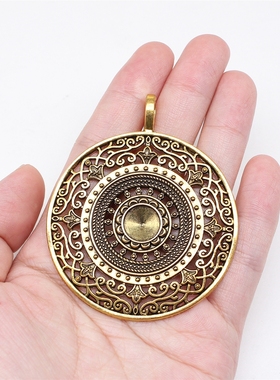 2个/包 68x56mm 多色DIY饰品配件曼陀罗花纹吊坠 ABD-C11951