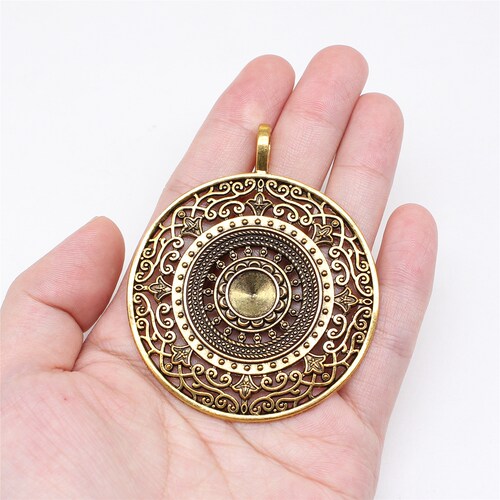 2个/包 68x56mm 多色DIY饰品配件曼陀罗花纹吊坠 ABD-C11951