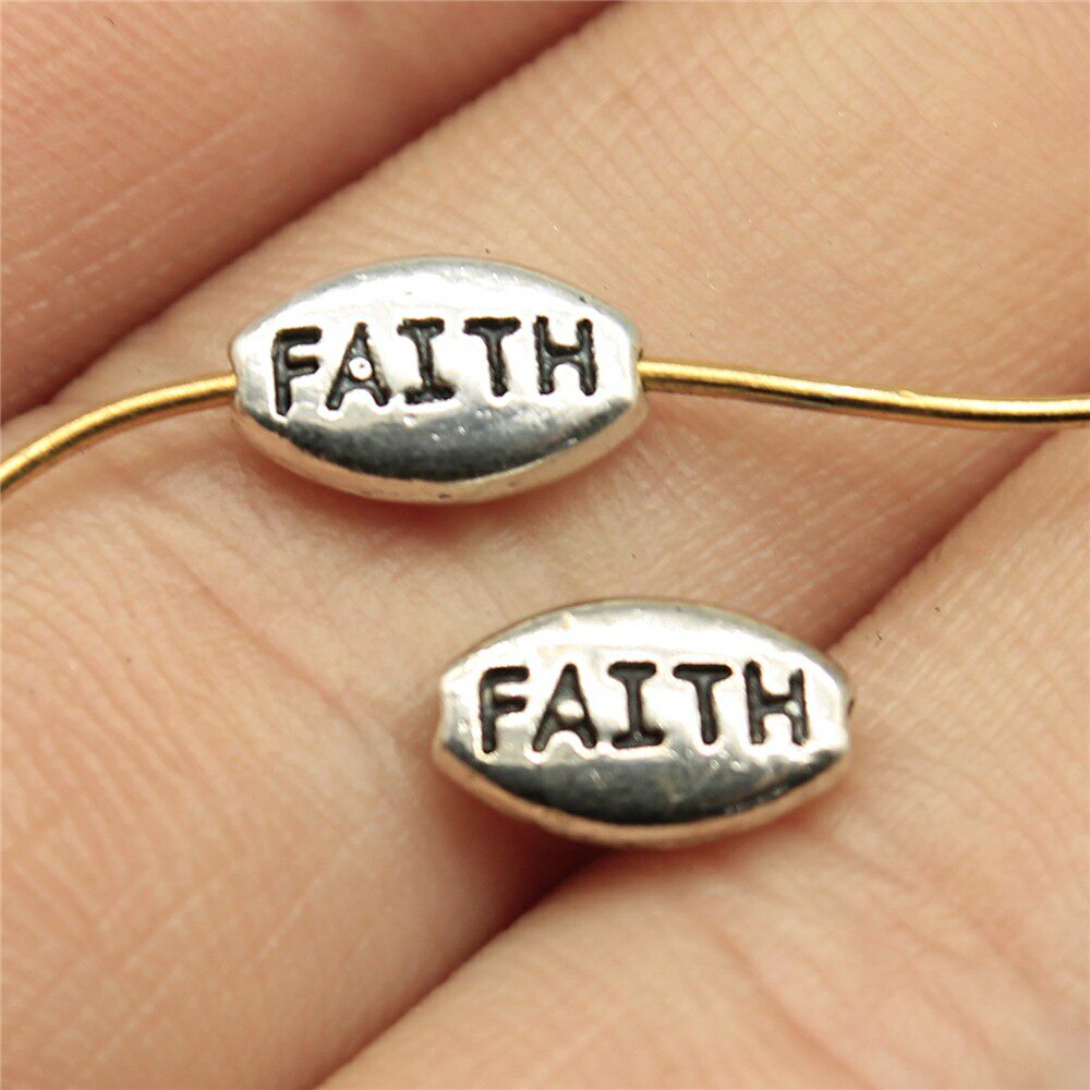 20个/包 10x6mm 古银色 DIY饰品配件 FAITH小孔珠珠子 ABD-C12379