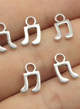 40个/包 11x7mm 古银色锌合金材质 音符吊坠 ABD-C10360