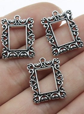 10个/包 20x15mm 多色DIY饰品配件复古 长方形相框吊坠