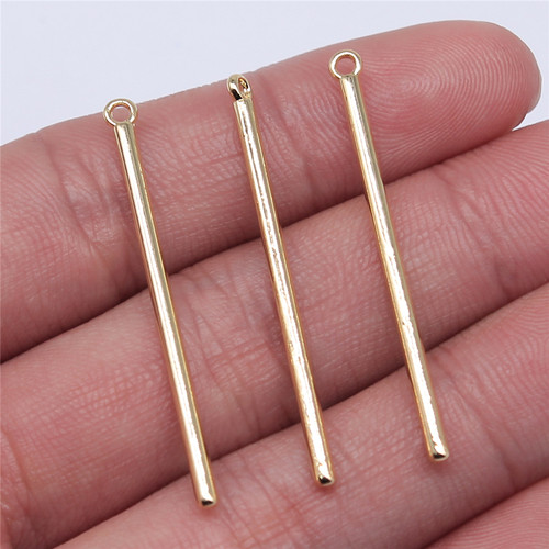 10个/包 3x41mm 电泳KC金色 DIY饰品配件 长条形吊坠 ABD-C14014