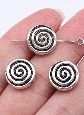 10个/包 13x13mm 古银色锌合金材质 漩涡小孔珠 ABD-C16196