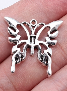 10个/包 25x25mm 多色 锌合金 火焰蝶吊坠蝴蝶吊坠 ABD-C16452