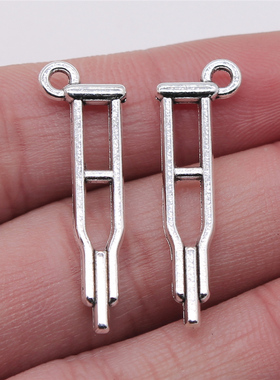 10个/包 10x32mm 古银色锌合金 DIY饰品配件 拐杖吊坠 ABD-C13579