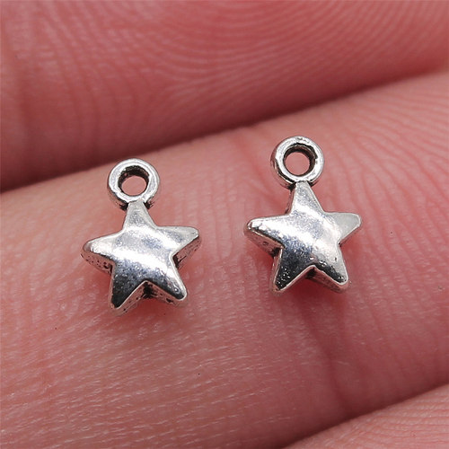 40个/包 6x8mm 古银色 DIY饰品配件 小五角星吊坠 ABD-C13488