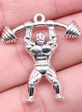 5个/包 30x28mm 多色 锌合金材质 举重运动员吊坠 ABD-C14906