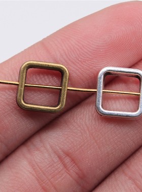10个/包 11x11x3mm 多色长方形中空小孔珠珠子 ABD-C11084