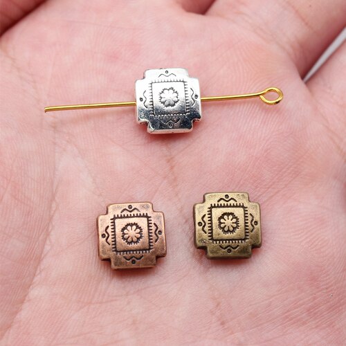10个/包 10x10x4mm 多色DIY饰品配件方形小孔珠 ABD-C13804