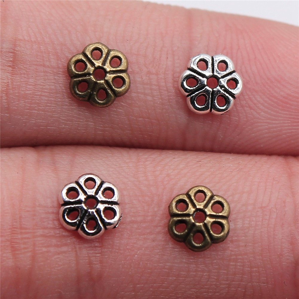 100个/包 6x6mm 多色DIY饰品配件 花托其他 ABD-C11195