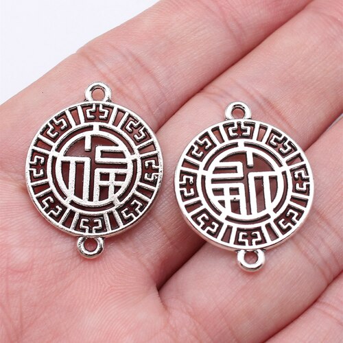 10个/包 27x21mm 古银色锌合金 中国风福字连接件 ABD-C16569