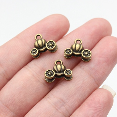 10个/包 13x11mm 多色 DIY饰品配件 南瓜车吊坠 ABD-C12613