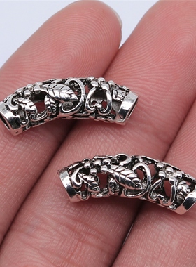 10个/包 25x9mm 古银色锌合金材质 镂空弯管 ABD-C14563