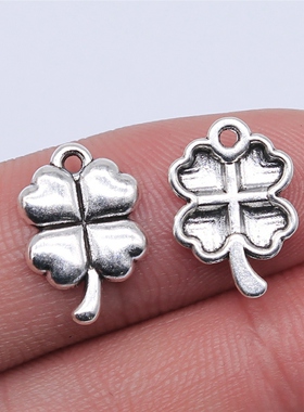 20个/包 15x11mm 古银色 配件 DIY手作配件 四叶草吊坠