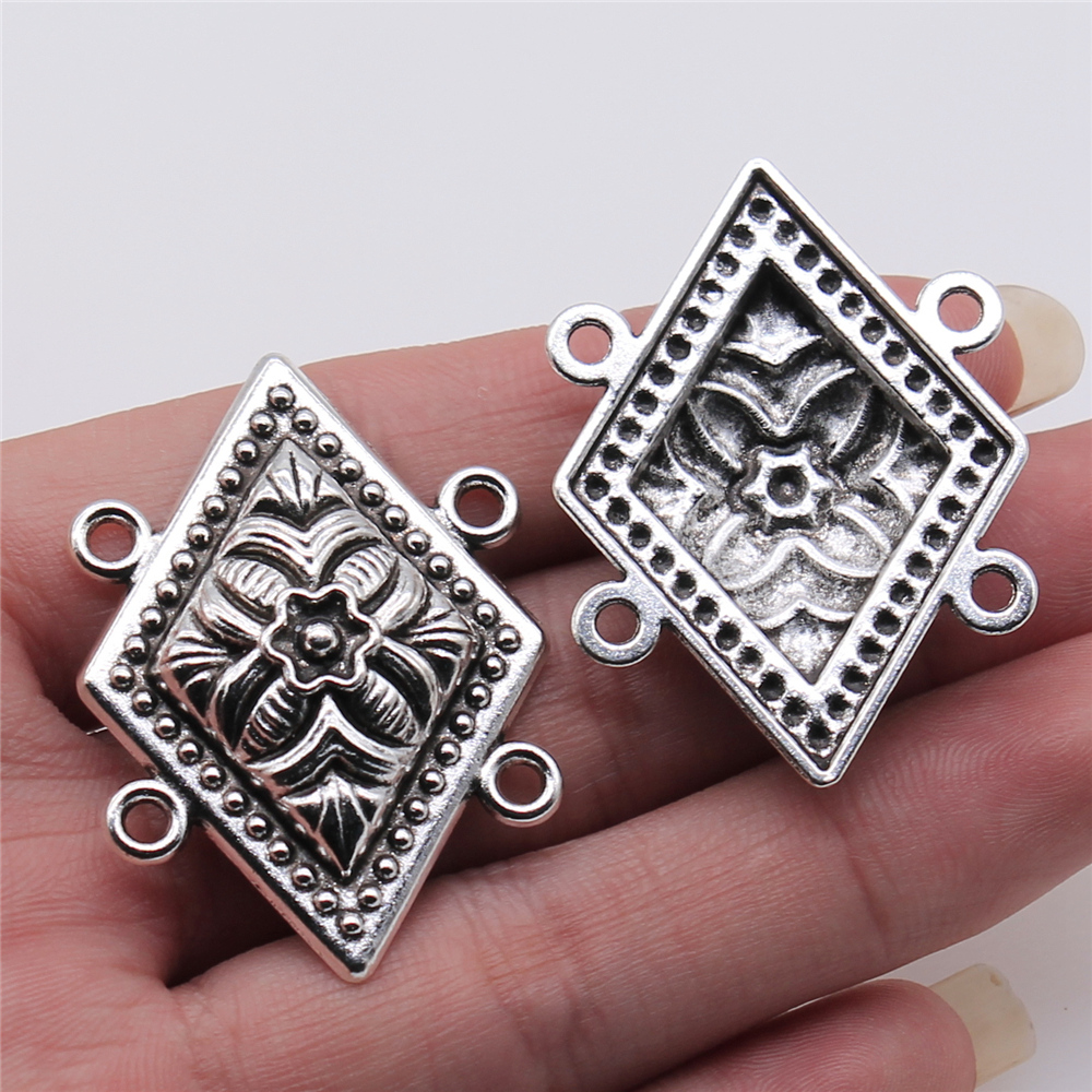 10个/包 31x43mm 古银色 DIY 4孔身体链 连接件 手工配件
