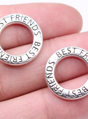 10个/包 19x19mm 古银色锌合金 Best Friends吊坠 ABD-C15445
