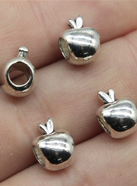 10个/包 10x8x7mm 古银色锌合金 简约苹果形大孔珠 ABD-C13111