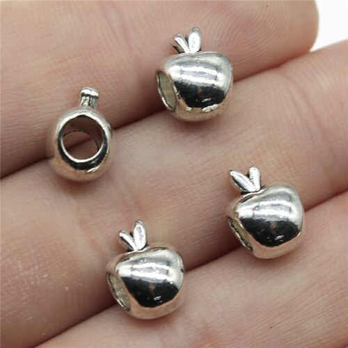 10个/包 10x8x7mm 古银色锌合金 简约苹果形大孔珠 ABD-C13111