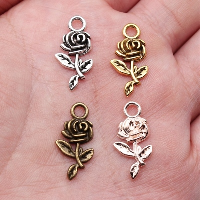 20个/包 21mm 多色锌合金材质 玫瑰花吊坠 ABD-C10255