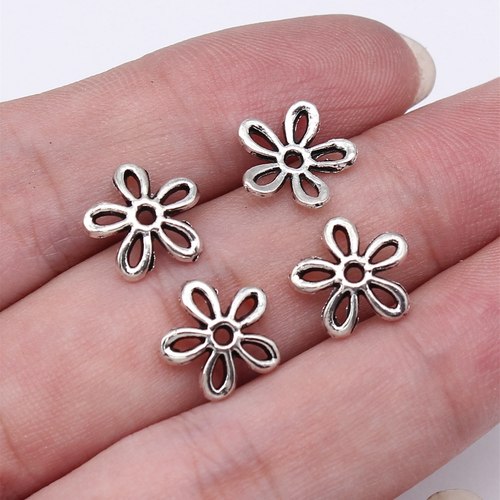 50个/包 11x11mm 多色 锌合金材质 花朵形花托 ABD-C16354