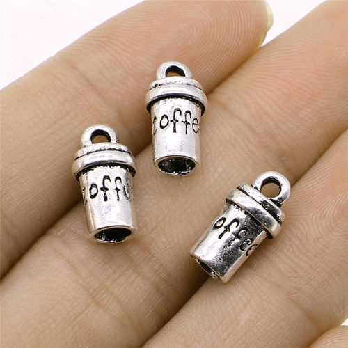 5个/包 7x14mm 古银色锌合金材质 一杯咖啡吊坠 ABD-C13442