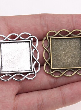 5个/包 内入20mm 多色正方形时光宝石 底座底托配件F-C10142