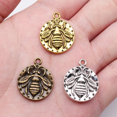 10个/包 24x20mm 多色DIY饰品配件蜜蜂双面吊坠 ABD-C10982