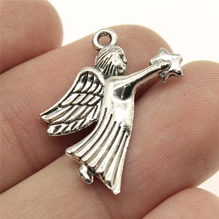 10个/包 24x16mm 古银色锌合金 DIY饰品配件 天使吊坠 ABD-C11059