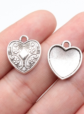 20个/包17x15mm古银色DIY饰品配件爱心吊坠