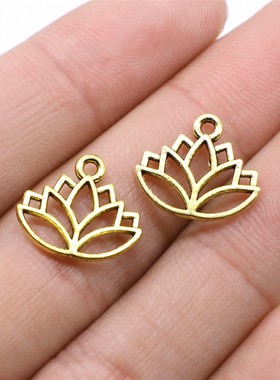 20个/包 16x14mm 多色复古饰品配件DIY 莲花荷花吊坠 ABD-C13902