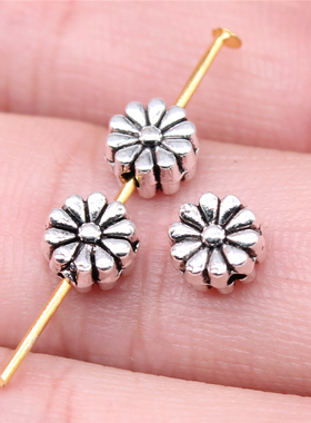 20个/包 7mm 多色锌合金 DIY饰品配件 花朵珠子珠子 ABD-C13353