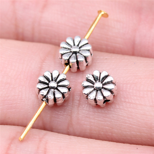 20个/包 7mm 多色锌合金 DIY饰品配件 花朵珠子珠子 ABD-C13353