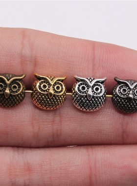 10个/包 11x11x7mm 多色锌合金材质 猫头鹰小孔珠 ABD-C11083