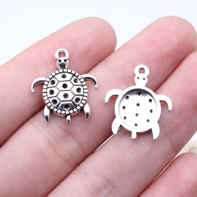 10个/包20x17mm古银色DIY饰品配件可点水钻海龟吊坠
