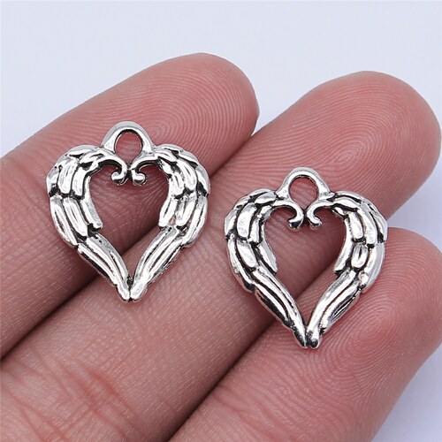 20个/包 19x17mm 多色DIY饰品配件爱心翅膀吊坠 ABD-C14285