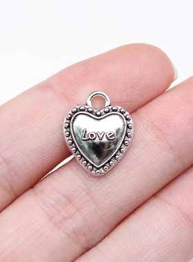 20个/包 16x13mm 古银色锌合金 Love爱心吊坠 ABD-C15781