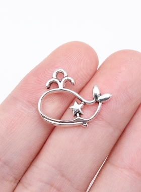 20个/包 15x19mm 古银色锌合金 镂空鲸鱼吊坠 ABD-C15753