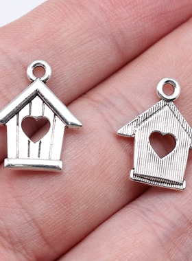 20个/包 18x15mm 古银色锌合金材质 爱心房子吊坠 ABD-C16464