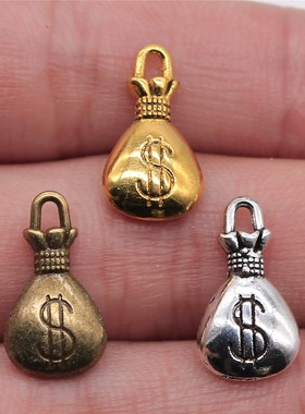 10个/包 17x10mm 多色锌合金材质 钱袋吊坠 ABD-C10214