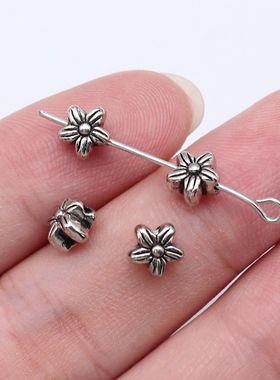 40个/包 6.5x6.5mm 古银色锌合金材质 花朵小孔珠 ABD-C16206