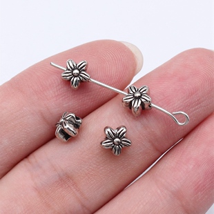 包 ABD 6.5x6.5mm 花朵小孔珠 C16206 古银色锌合金材质 40个