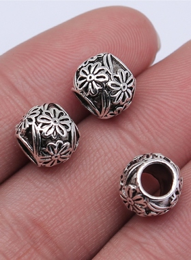 10个/包 10x8mm 古银色锌合金 DIY配件手工 大孔珠 ABD-C14574