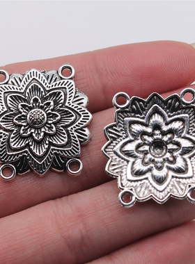 10个/包 27x28mm 古银色 古银DIY饰品配件 4孔身体链连接件