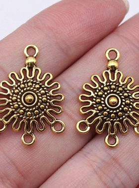 20个/包 26x19mm 多色 配件DIY 圆形花纹耳环连接件 ABD-C15606